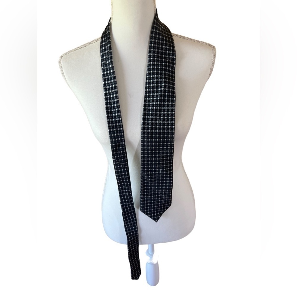 Stafford Black Geometric‎ Pattern Silk Tie Men’s One Size